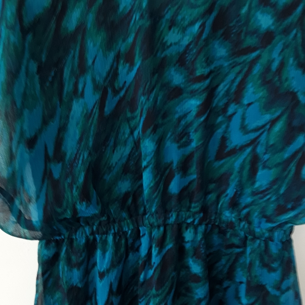EXPRESS DRESS SIZE M TURQUOISE/GREEN SWIRL LINED - Picture 5 of 6